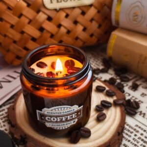 a coffee-scented candle made with soy wax